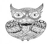 Coloriage adulte hibou zentangle rachel 